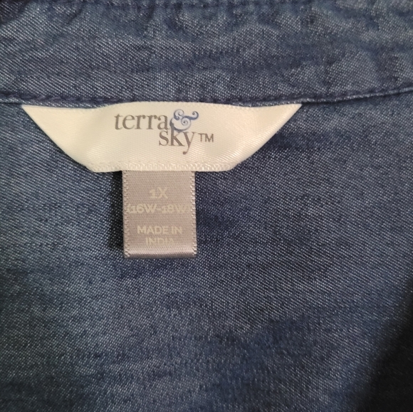 Denim button down dress tunic - Picture 2 of 3